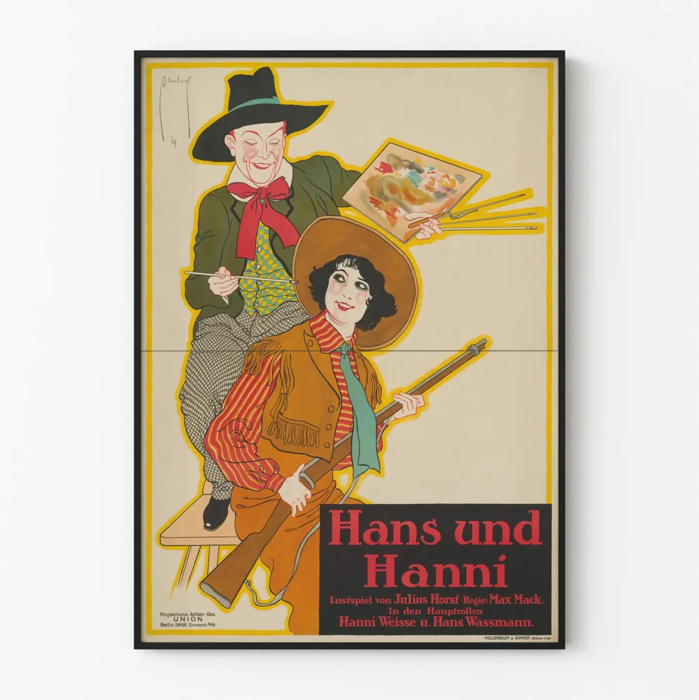 Vintagemainen Hans und Hanni värikäs juliste