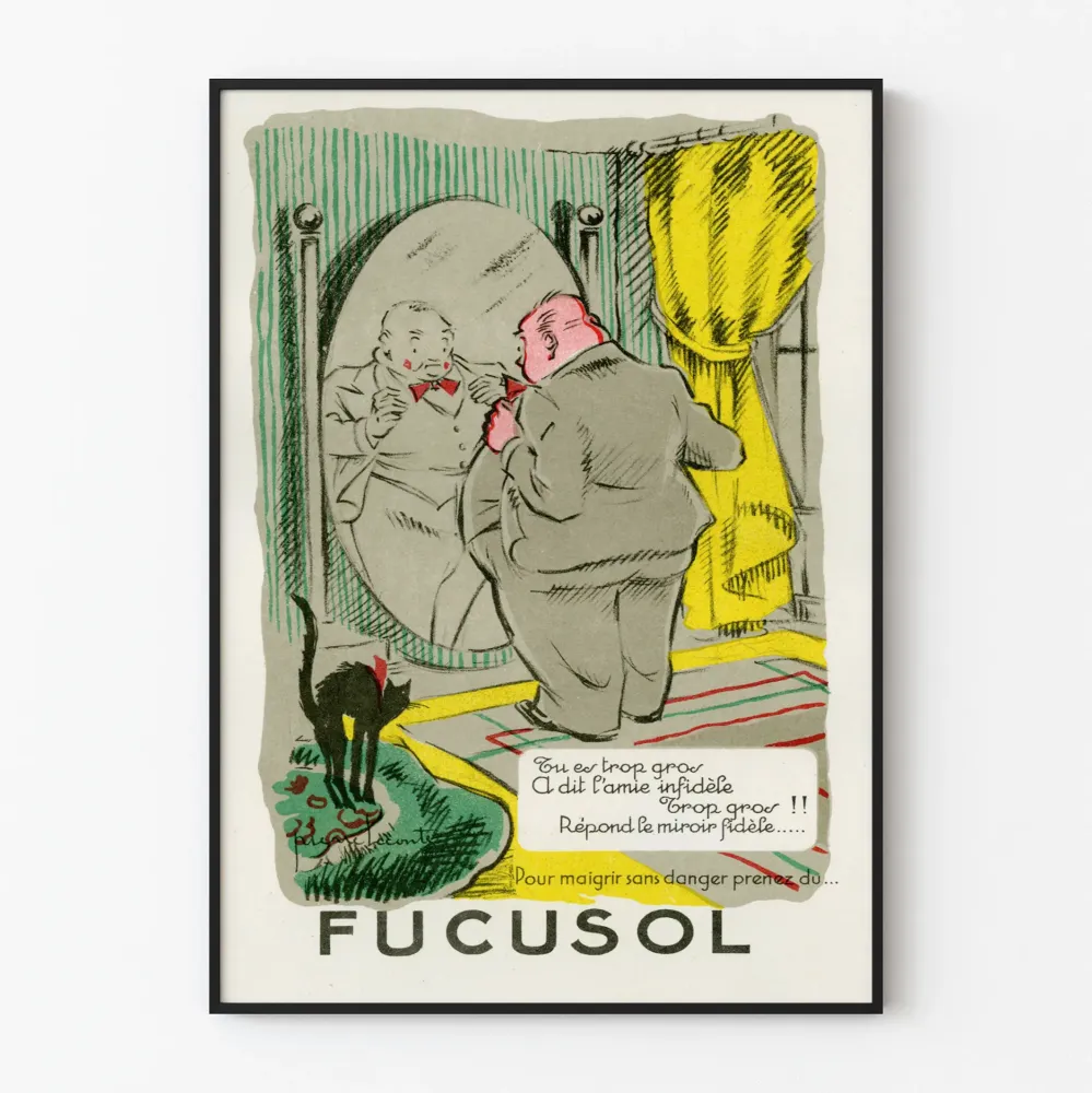 Vintagemainen humoristinen juliste Fucusol seinäkoriste