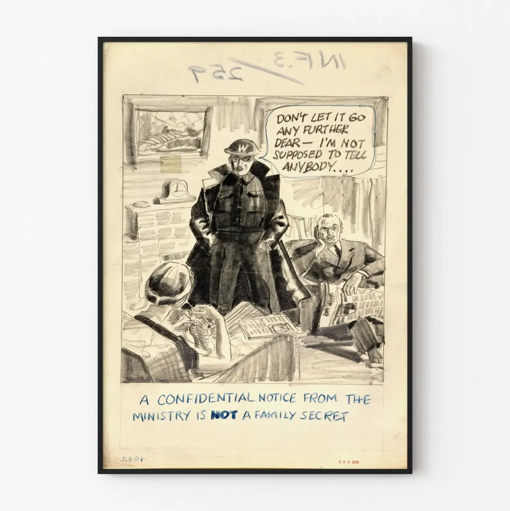 Vintagemainen humoristinen juliste hallituksen salaisuudesta