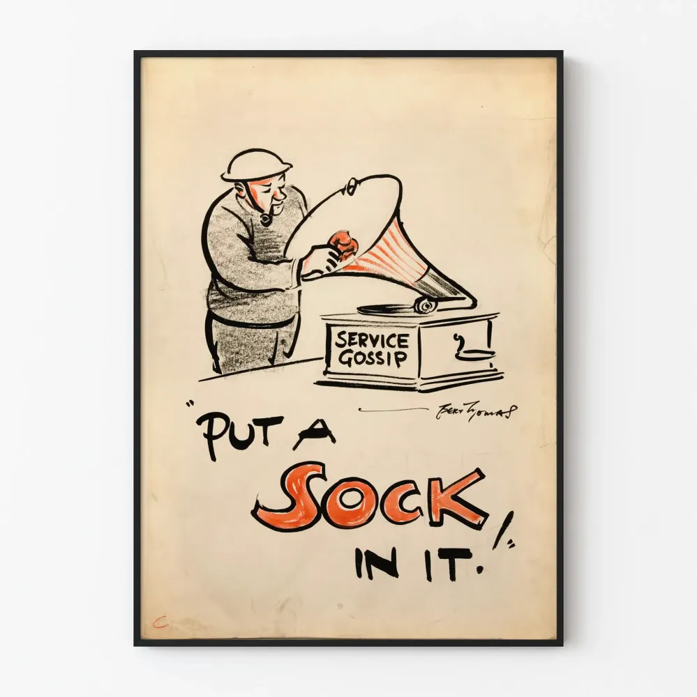 Vintagemainen humoristinen juliste Pistä sukka siihen retro seinäkoriste