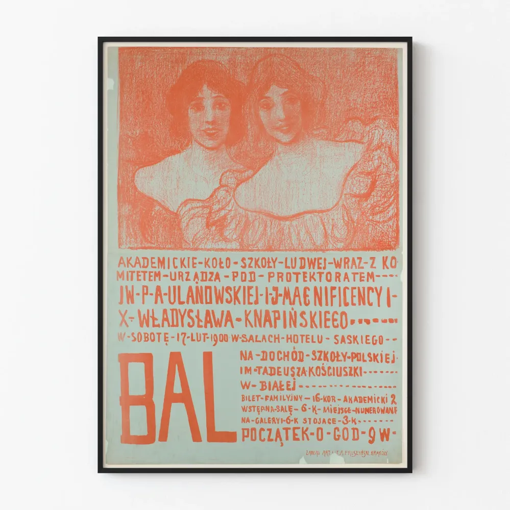 Vintagemainen hyväntekeväisyysbalettijuliste puolalaiselle koululle