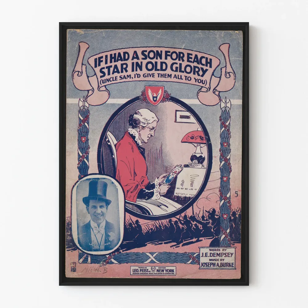 Vintagemainen isänmaallinen juliste Uncle Sam ja Old Glory
