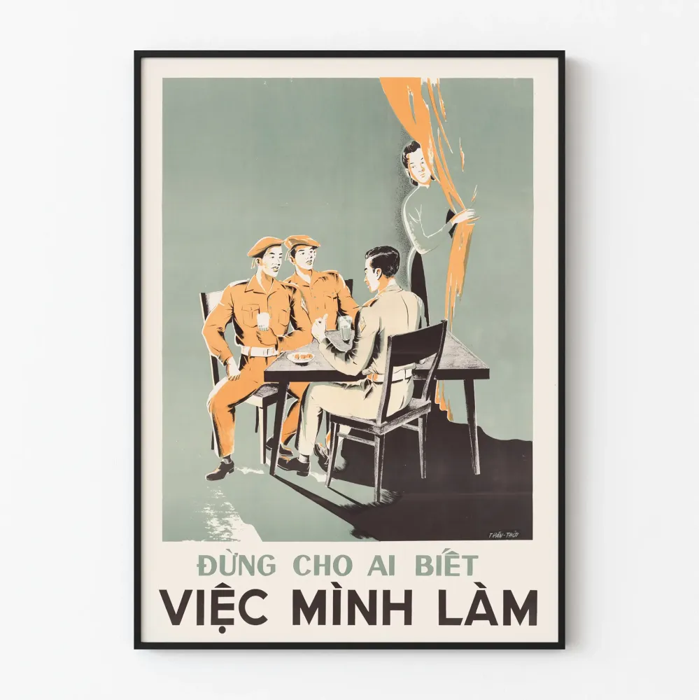 Vintagemainen juliste sotilaallisen luottamuksellisuuden herättämiseksi