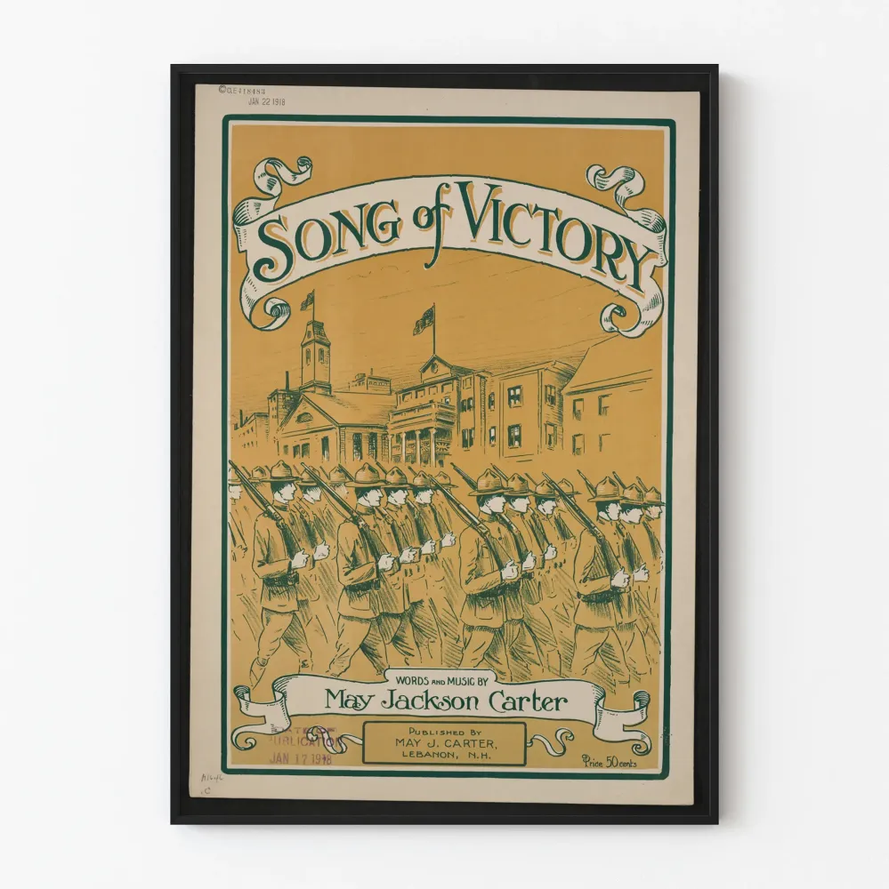 Vintagemainen juliste Voiton laulu - Sotilaskoriste seinälle