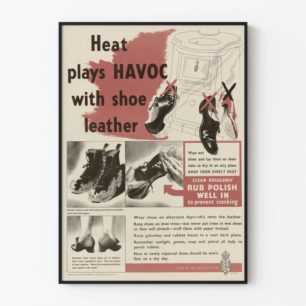 Vintagemainen kenkäihon hoitokilpi kuumuutta vastaan