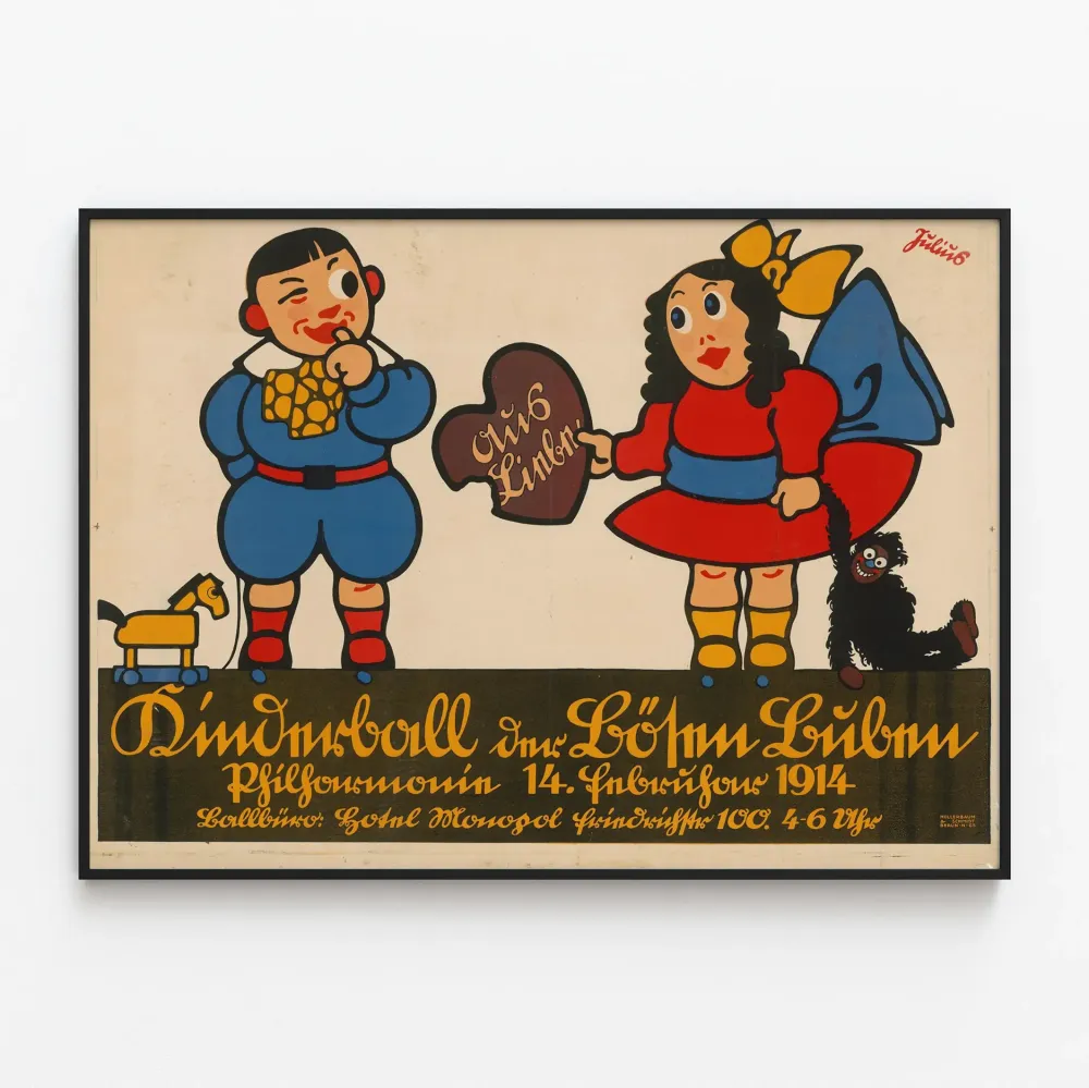 Vintagemainen Kinderball - värikäs lasten seinäkoriste Juliste