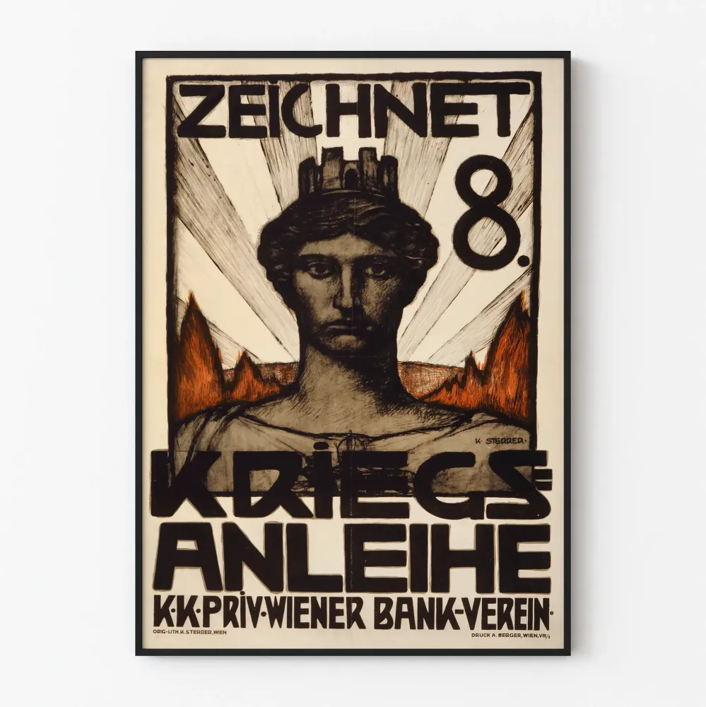 Vintagemainen sodanpropagandajuliste - Zeichnet 8. Kriegsanleihe