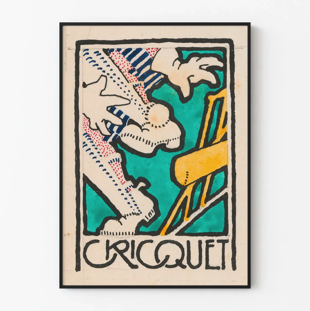 Vintagemainen värikäs Cricquet -koristejuliste