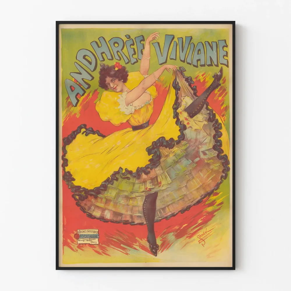 Vintagemainos Andrée Viviane tanssijattarena värikkäänä