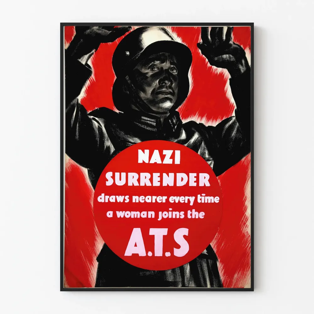 Vintagemainos juliste sodan propagandasta - Luovuta natsi ATS