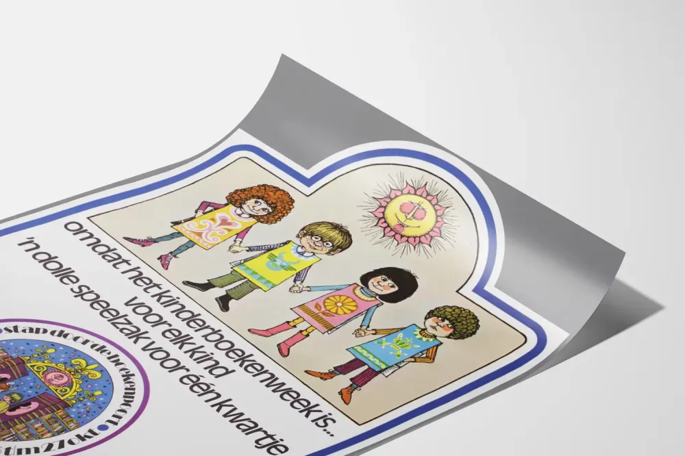 Vintagemainos Kinderboekenweek 1971 - Väriäviä lasten seinäkoristeita