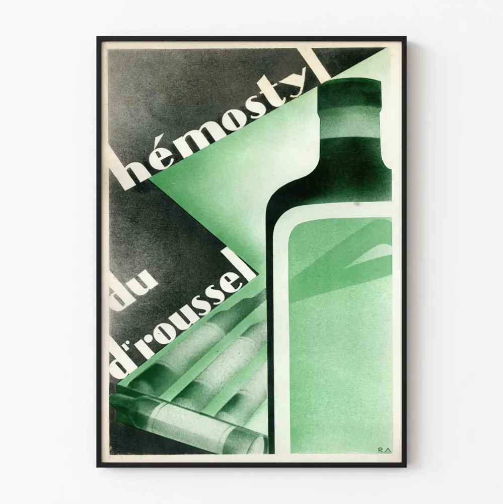 Vintagemainos Dr Rousselin Hémostyl-juliste - Lääketieteellinen seinäkoristelu