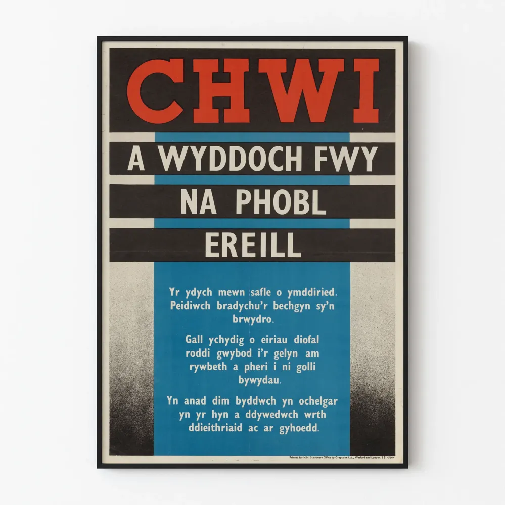 Vintagemainosjuliste walesin kielellä