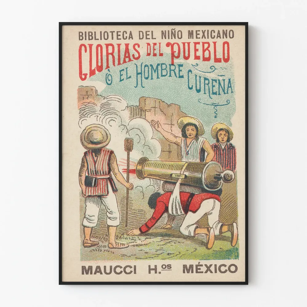 Vintagemexikolainen Juliste Clorias del Pueblo - Historiallinen seinäkoristelu