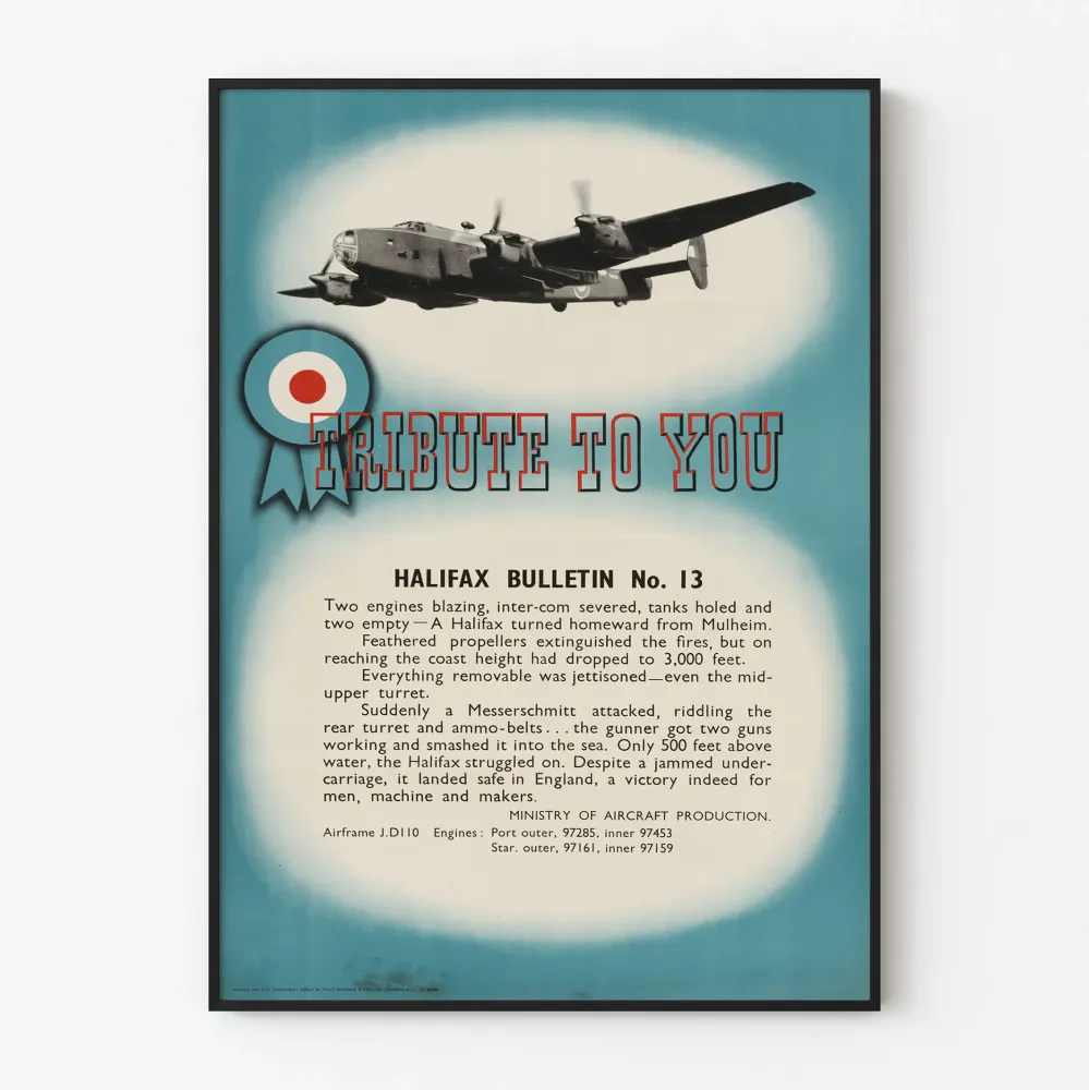 Vintagemilitaarinen juliste Halifax Bulletin No. 13