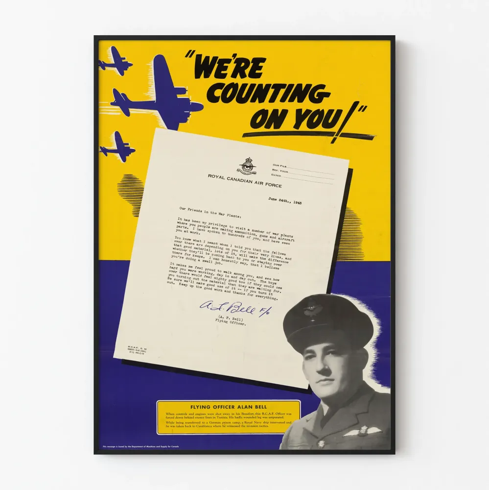Vintagemilitaarinen juliste "Laskemme sinuun" - Historiallinen seinäkoriste