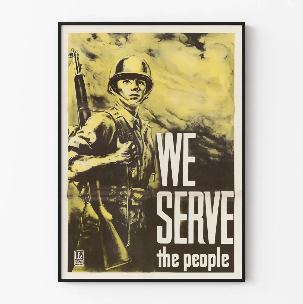 Vintagemilitaarinen juliste We Serve People