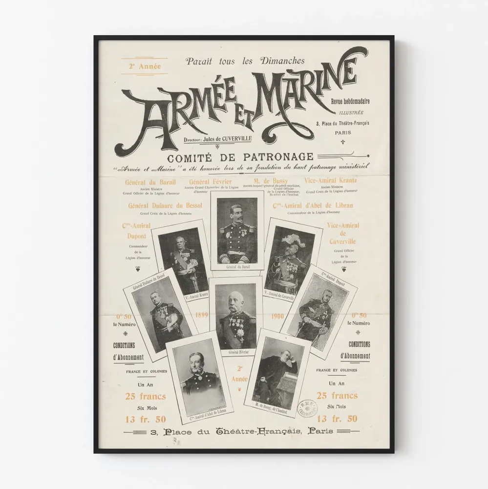 Vintagemilitaristi ja merivoimien juliste – historiallinen sotilaskoriste seinälle