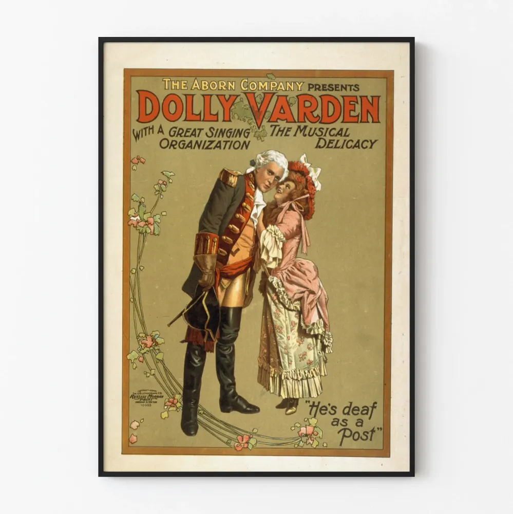 Vintagemusiikkijuliste Dolly Varden Aborn Companyltä