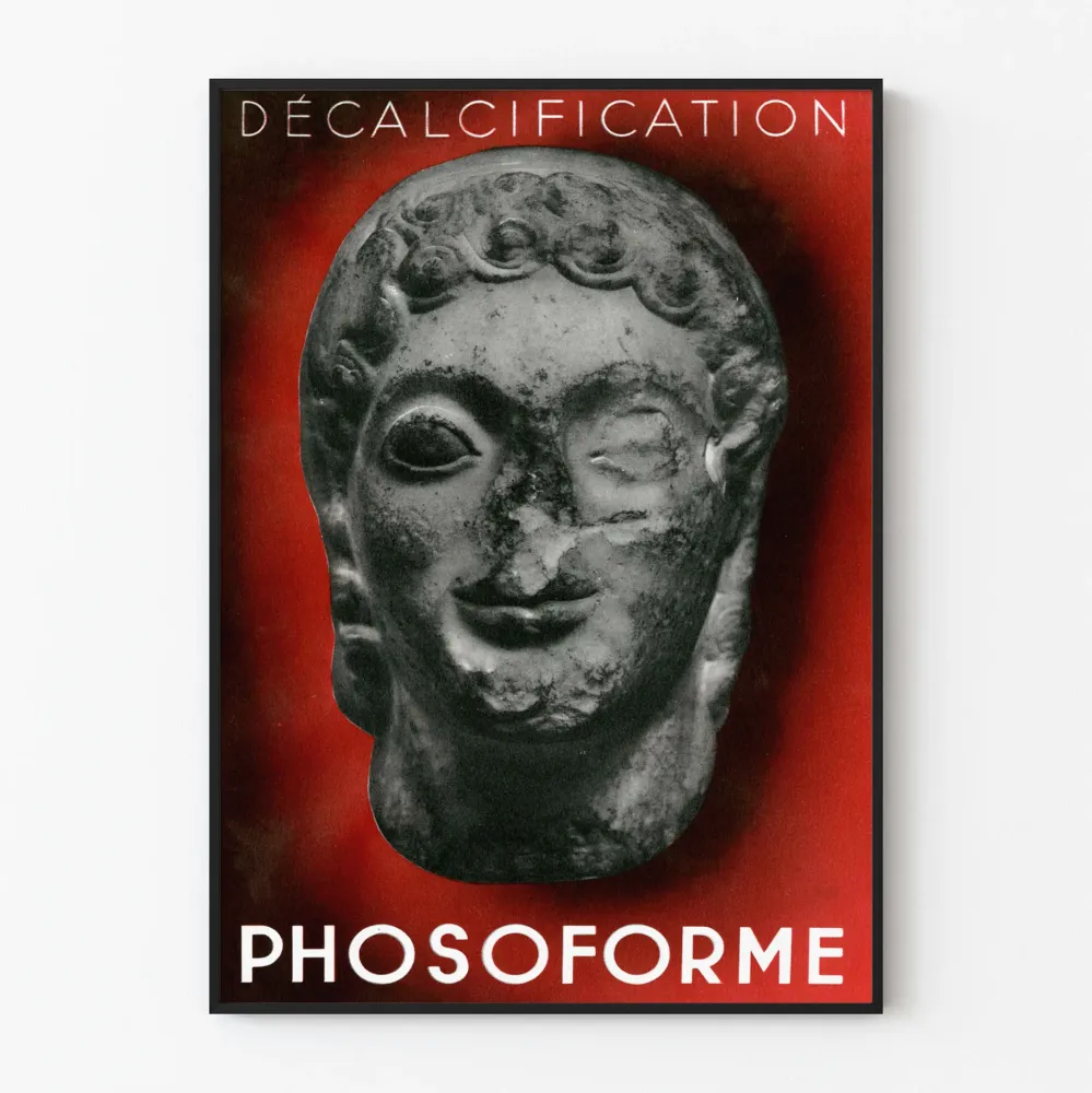 Vintage-Phosoforme-pään veistoksellinen dekalkifikaatioposteri