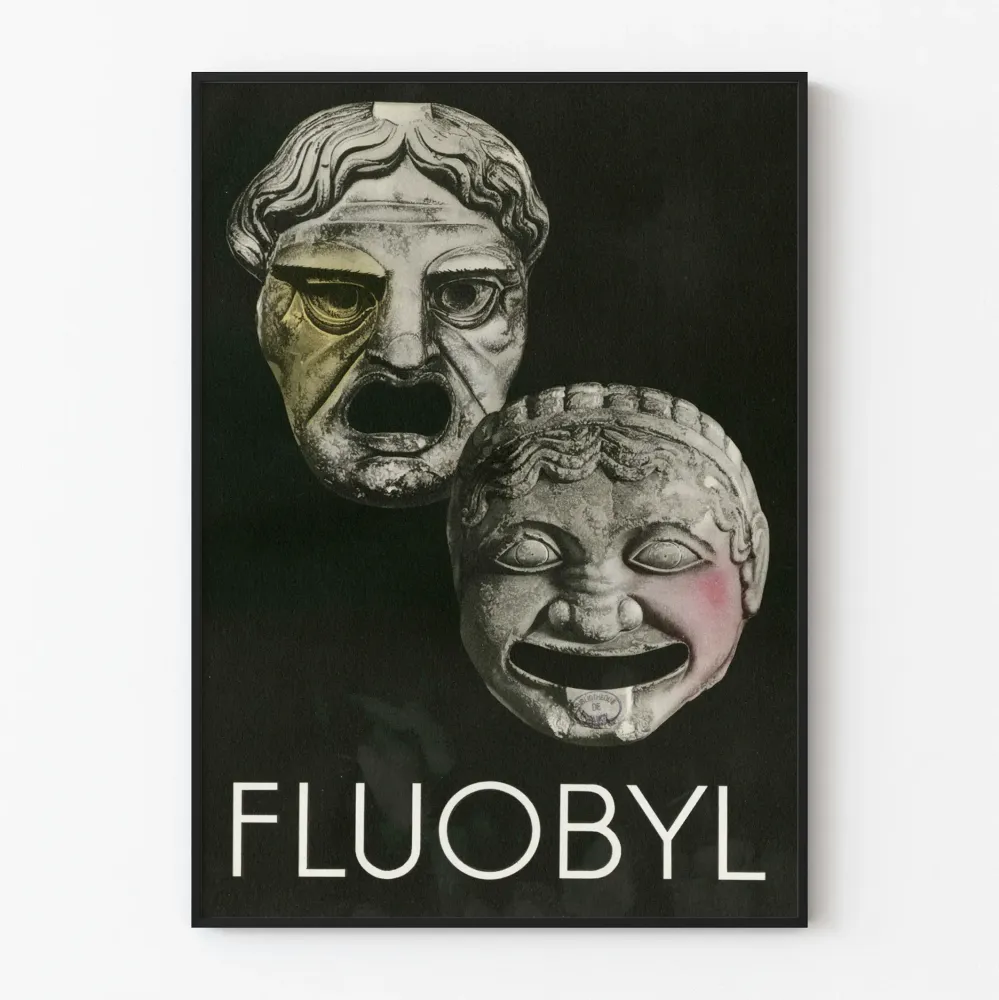 Vintage-teatterinaamioiden juliste Fluobyl