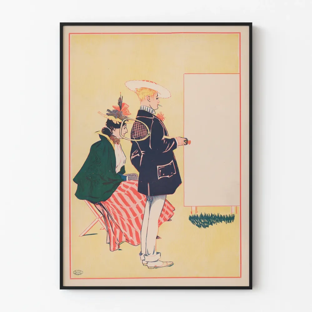 Vintage-tennis ja tyylikkyys pelikentän reunalla Juliste
