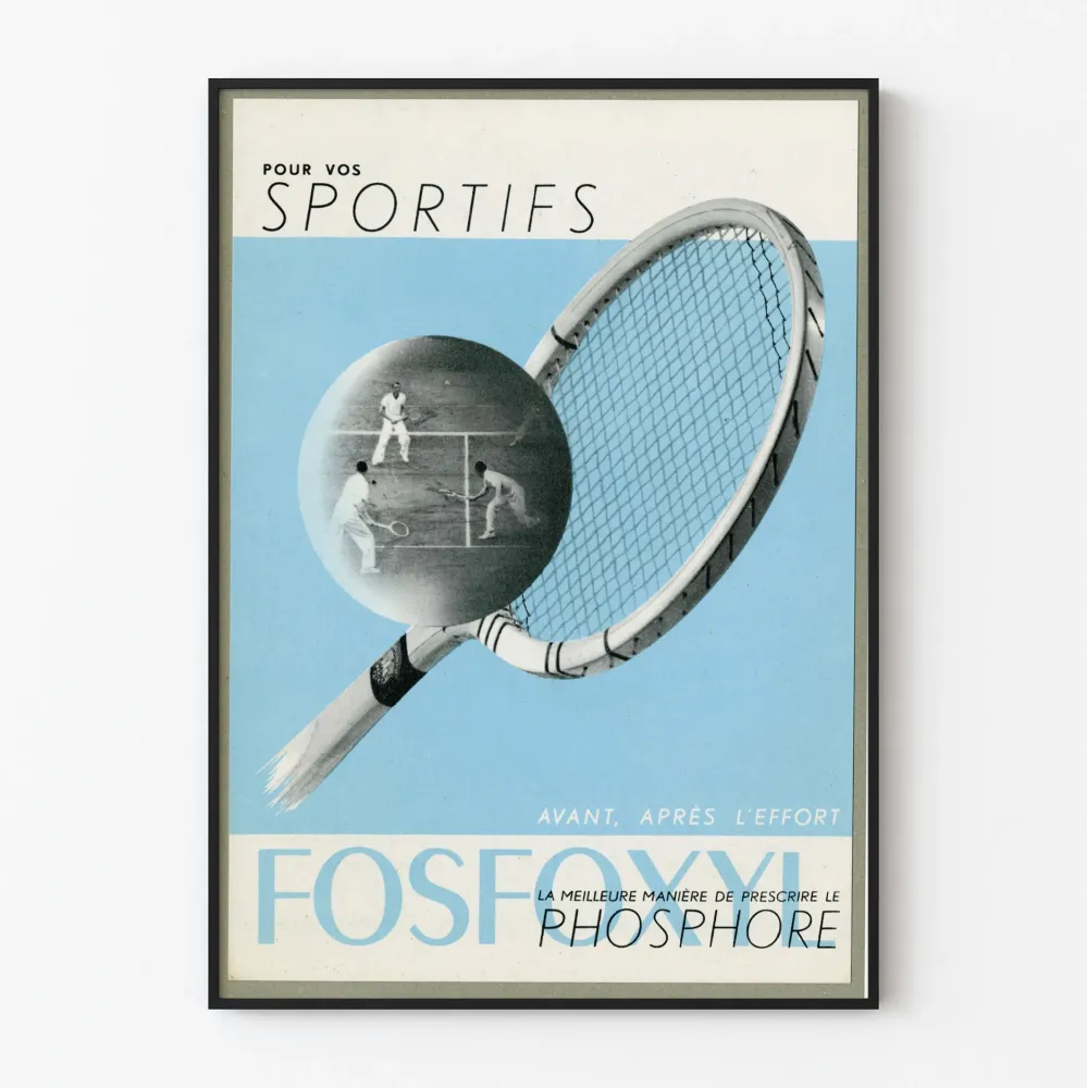Vintage-tennisjuliste Fosfoxyl seinäkoriste urheilullinen
