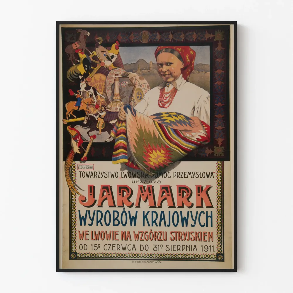 Vintage-tori puolalainen käsityöjuliste 1911 seinäkoriste