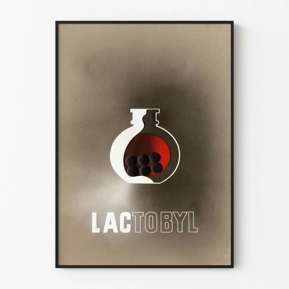 Vintage-tyylinen Lactobyl-dekoratiivinen juliste minimalistisessa tyylissä