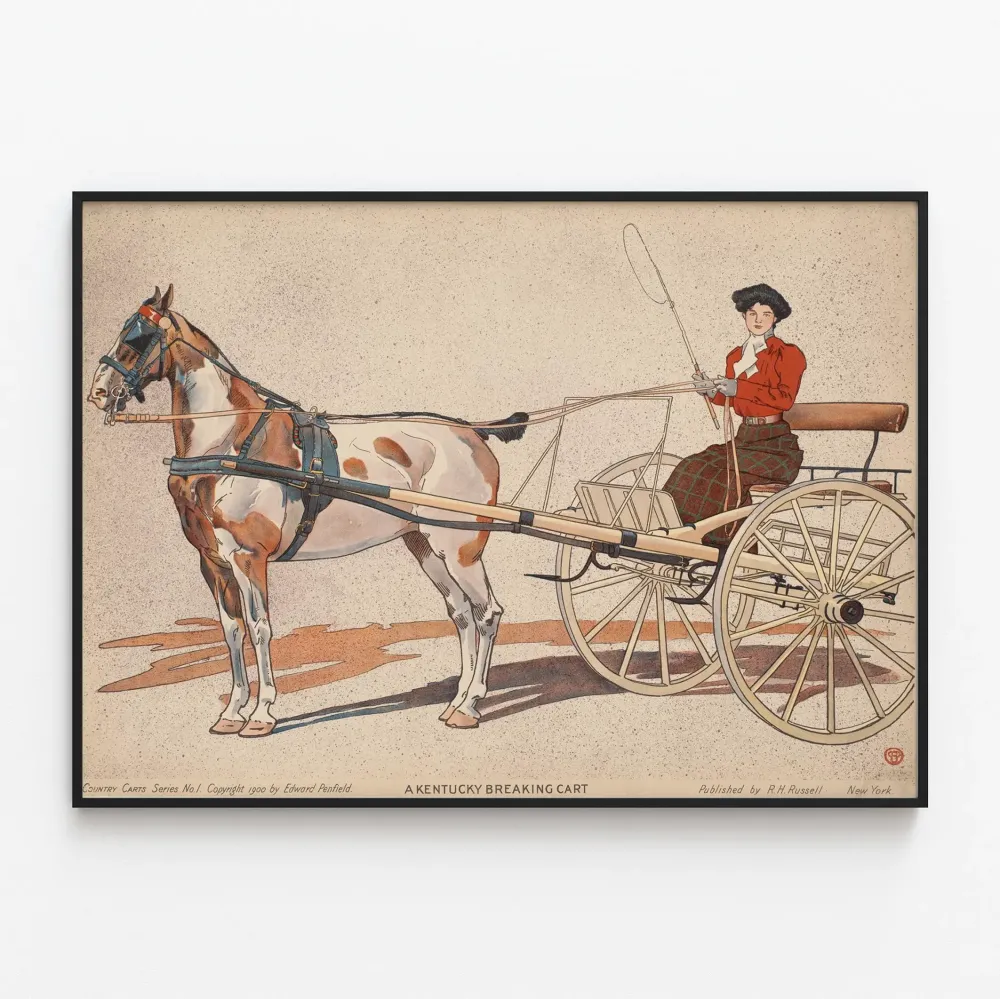 Vintage-tyyliset julisteet hippomobiileista - Kentucky Breaking Cart