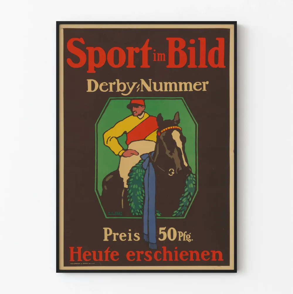 Vintage-urheilujuliste hevoskilpailusta Derby hintaan 50 Pfennig