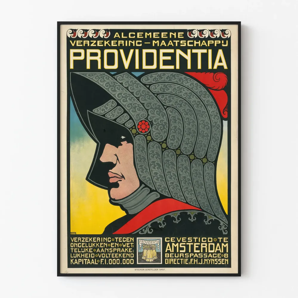 Vintage-vakuutusjuliste Providentia Amsterdam