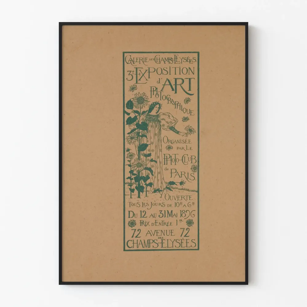 Vintage-valokuvataiteen näyttelyjuliste Pariisi 1896