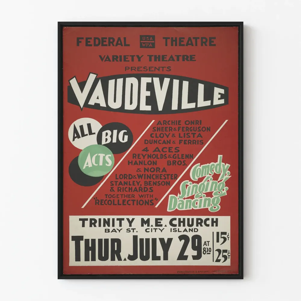 Vintage-vaudevillejuliste - Näytelmäteatterin melodramaattinen esitys