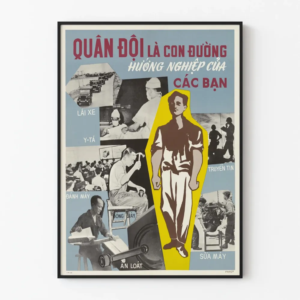 Vintage-vietnamilainen sotilasurheilujuliste