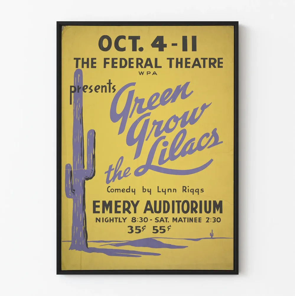 Vintage-vihreä juliste Kasvata syreenit Federal-teatteri