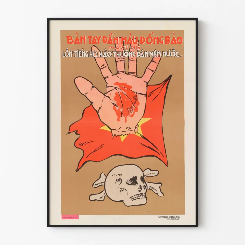 Vintage-väri Vietnamilainen Verinen Käsi Tähtilipun Taustalla Poster