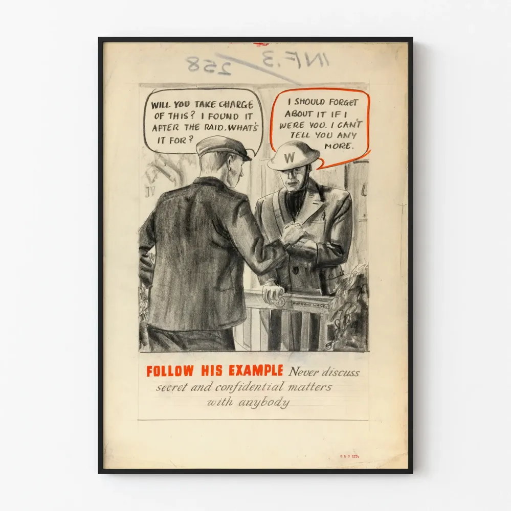 Vintaginen juliste tietosuojan tietoisuuden lisäämiseksi - Seuraa hänen esimerkkiään