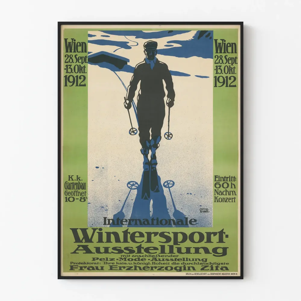 Vintti juliste kansainvälisestä talviurheilun näyttelystä Wienissä 1912