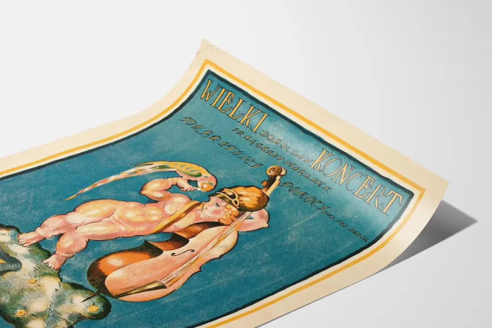 Vuotuinen konserttijuliste Cupidonin ja sellon kanssa