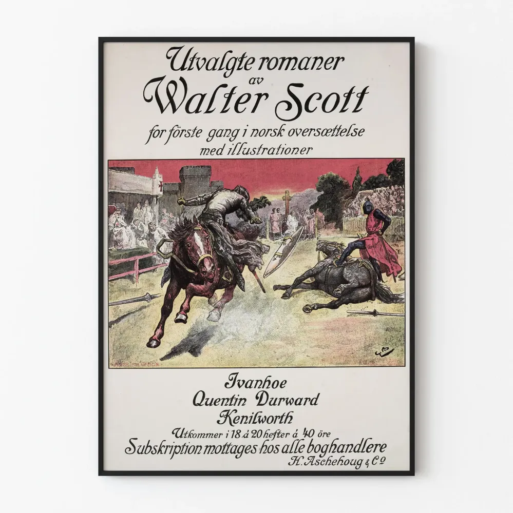 Walter Scottin historiallisten romaanien vintagejuliste - Klassinen seinäkoristelu