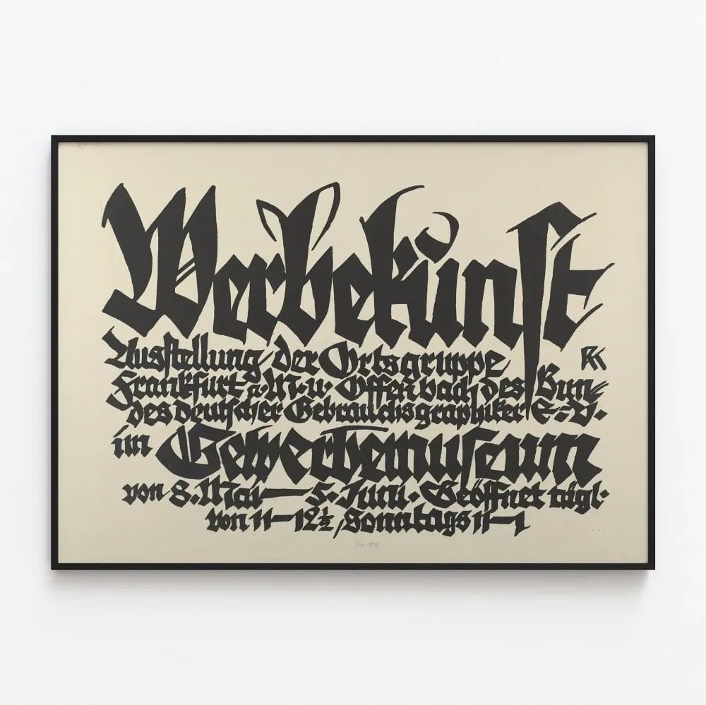 Werbekunstin näyttelyn Frankfurtin typografinen juliste