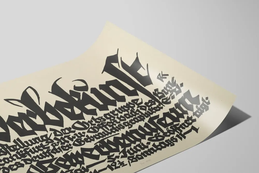Werbekunstin näyttelyn Frankfurtin typografinen juliste