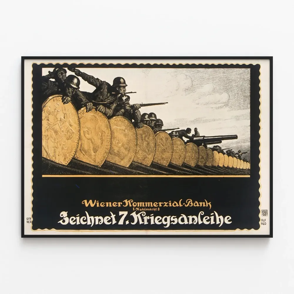 Wiener Kommerzial Bankin vintagejuliste seitsemännen sotarahan vuoksi