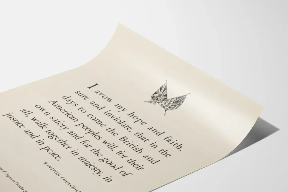 Winston Churchillin unionia anglo-amerikkalainen lainaus juliste