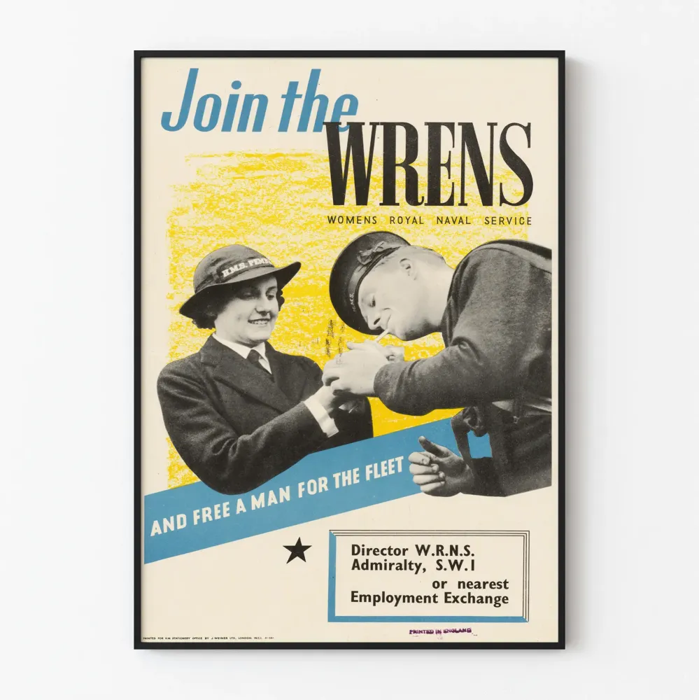WRENS-naisten kuninkaallisen merivoimien palveluksen vintage-rekrytointijuliste