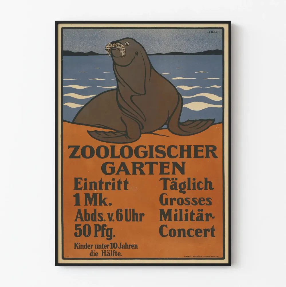 Zoo-vintage-seinäkoristejuliste hylkeellä